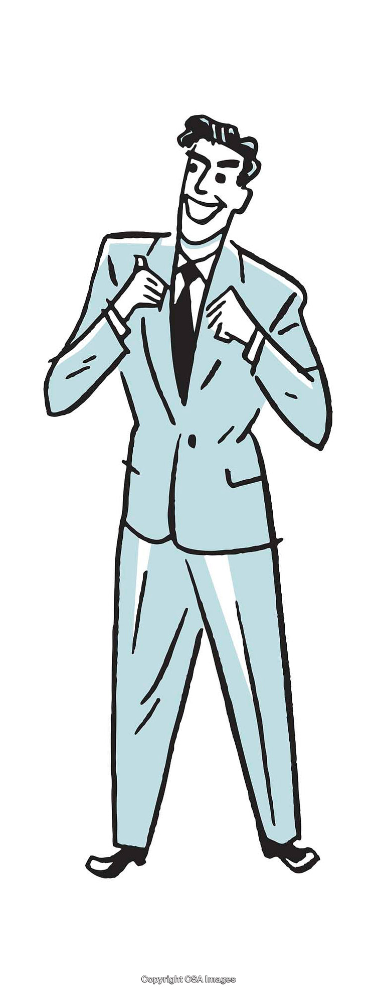 Illustration of Confident Businessman in Stylish Light Blue Suit