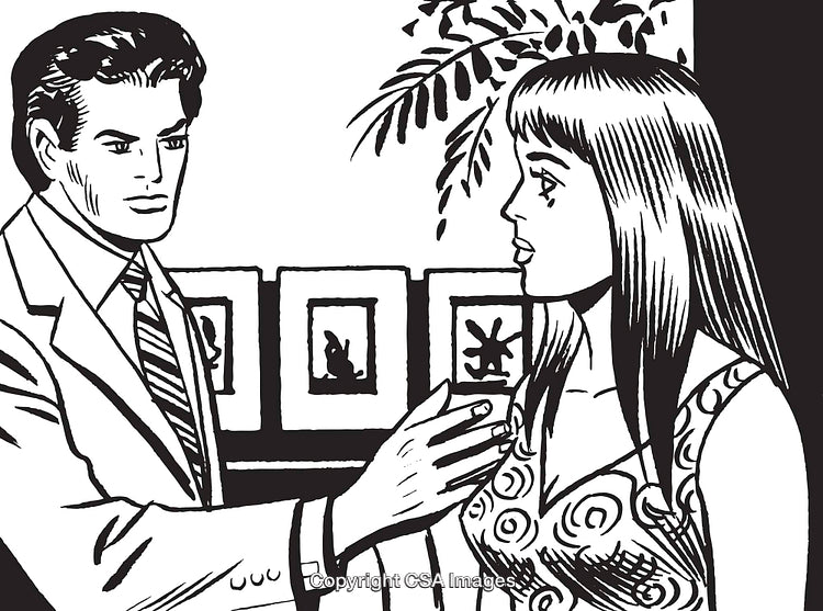 Retro Pop Art Illustration of a Conversation Between a Man and a Woman