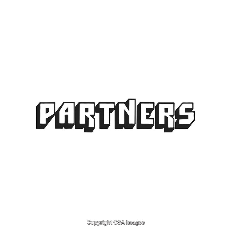 Bold Graphic Text Displaying 'Partners' With Outline Effect