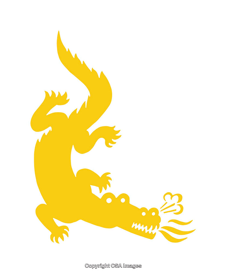 Illustration of a Yellow Fire-Breathing Crocodile Icon Design
