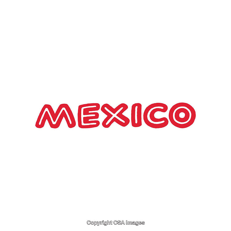 Stylized Red Typography Featuring the Word Mexico on White Background