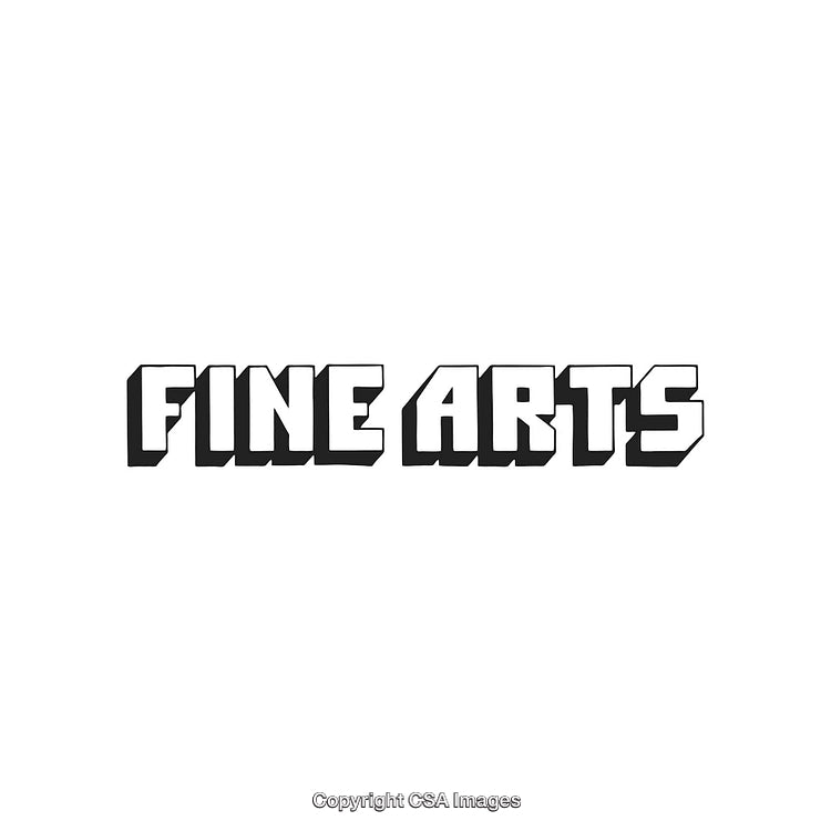 Stylized Black and White Fine Arts Text on a Plain Background