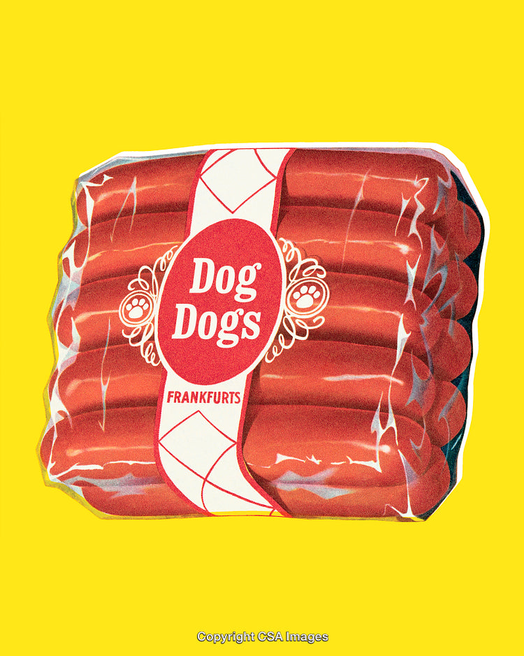 Packaged Hot Dogs on Vibrant Yellow Background for Advertising Concept