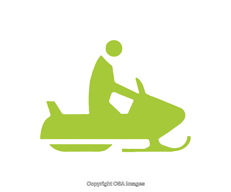 Green Snowmobile Icon Depicting Person Riding Winter Vehicle