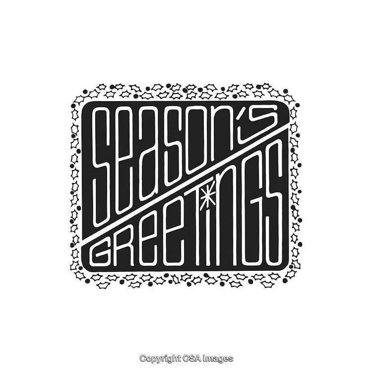 Season's Greetings Text Illustration With Decorative Border Design