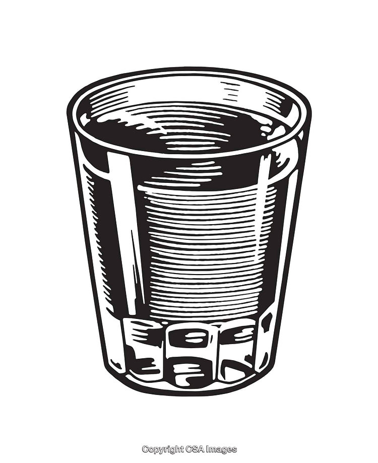 Black and White Line Art of a Drinking Glass Illustration