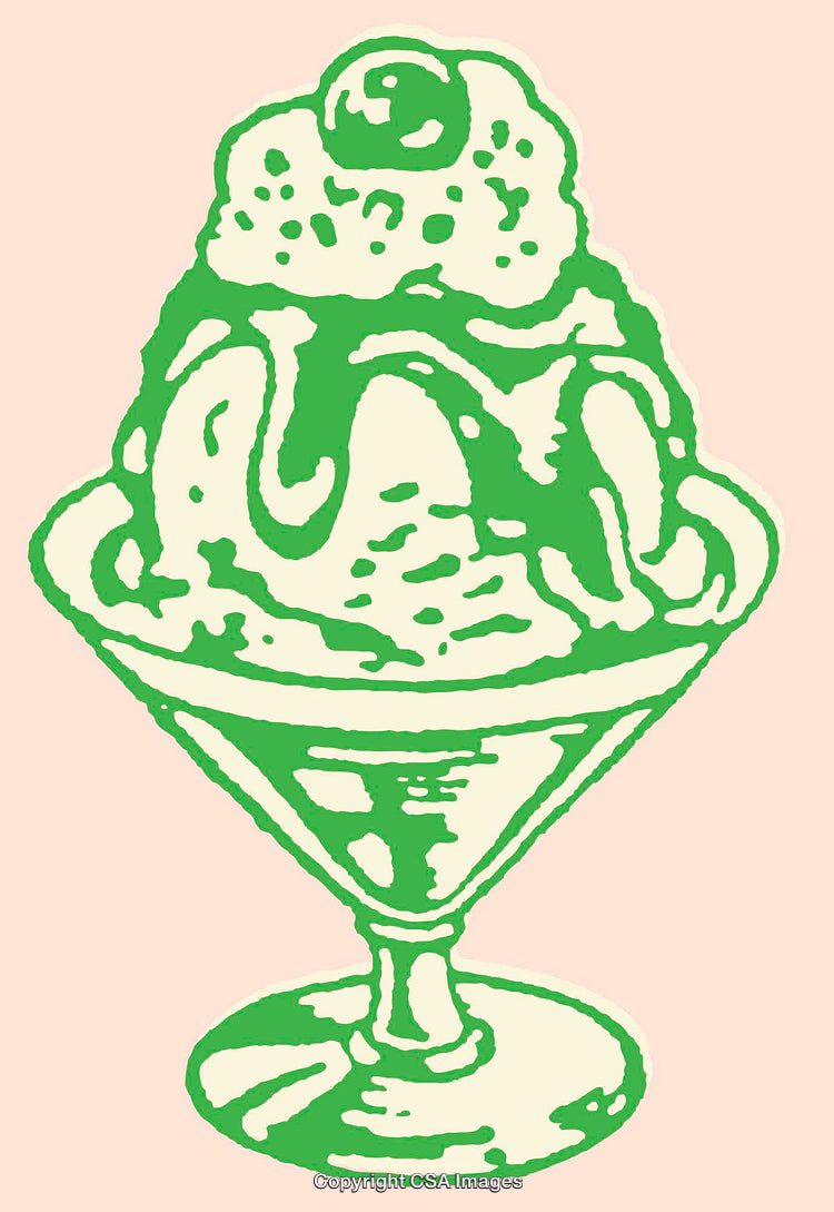 Colorful Line Art Illustration of an Ice Cream Sundae Dessert