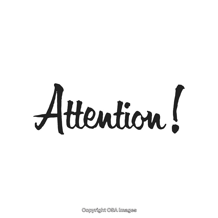 Attention Text in Black Font Isolated on White Background