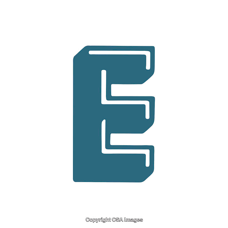 Stylized Minimalist Blue Letter E With a Modern Graphic Design