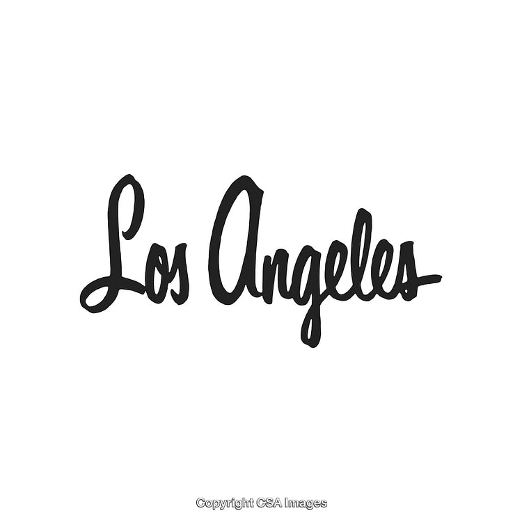 Elegant Black Script Typography of Los Angeles City Name on White Background