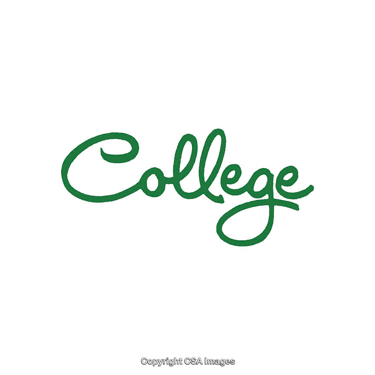 Stylish Green 'College' Graphic Text With Handwritten Typeface