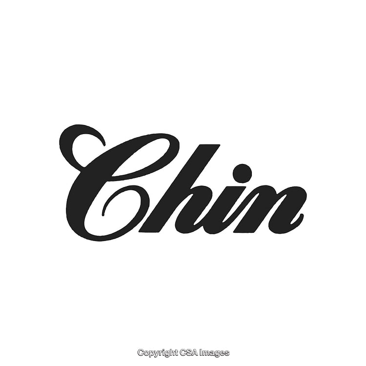 Elegant "Chin" Text in Bold Black Script on a White Background