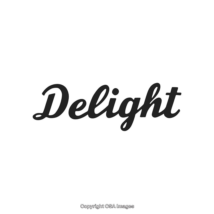Stylish Handwritten Word 'Delight' in Black on a White Background