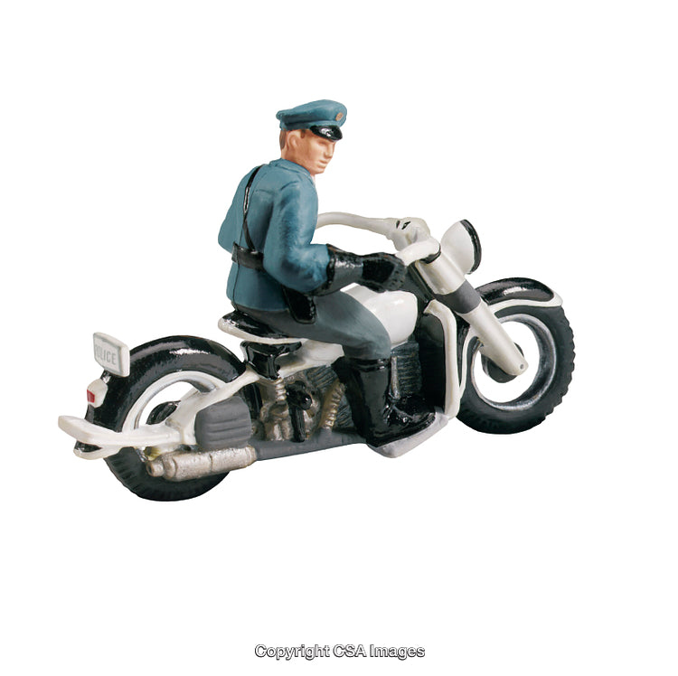 Police Officer Toy on Motorcycle in Detailed Plastic Model
