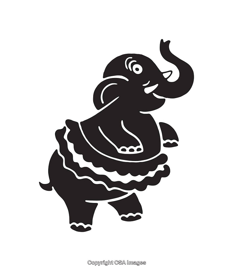 Charming Line Art of a Dancing Elephant in a Skirt