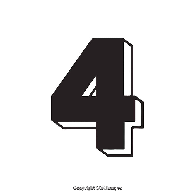 Bold Black Stylized Number Four on a Solid White Background