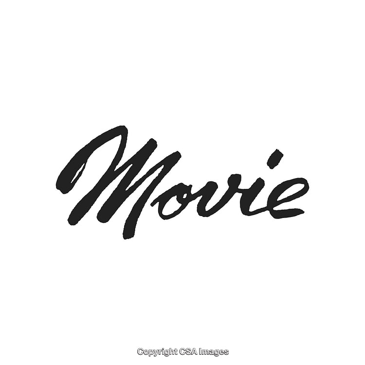 Stylish Black Calligraphy Displaying the Word Movie on White Background