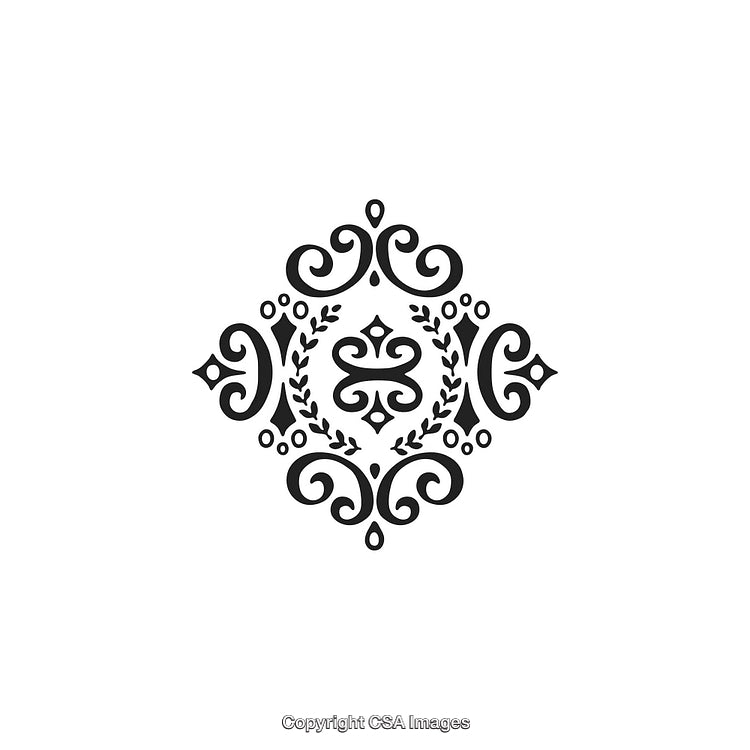 Intricate Black And White Decorative Ornament Design with Symmetrical Details