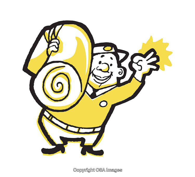 Cheerful Worker with Roll of Material in Bright Yellow Illustration