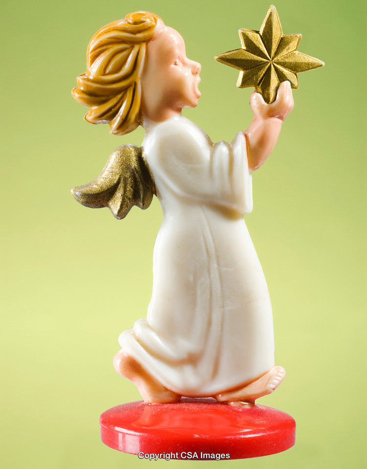 Decorative Angel Figurine Holding A Star on a Colorful Background