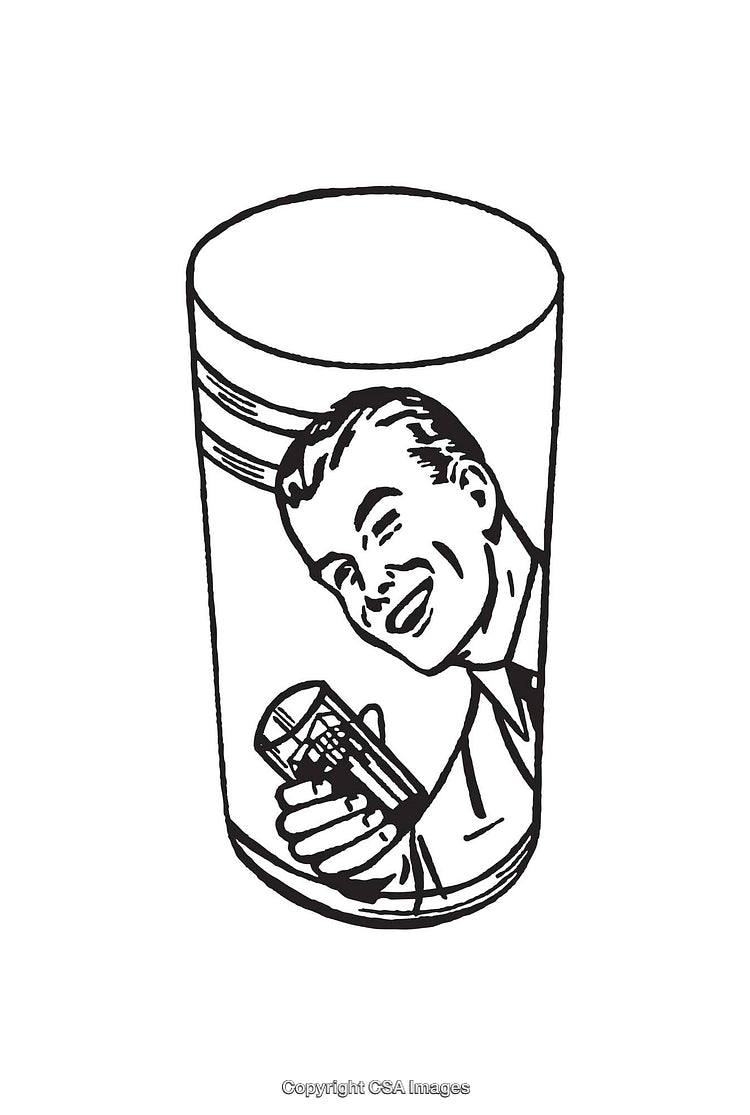 Retro Black And White Line Art Featuring Cheerful Man for Advertising Concept