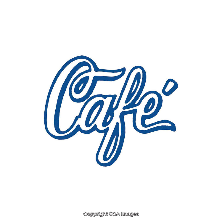 Stylish Typography of the Word Café in Blue Font Design