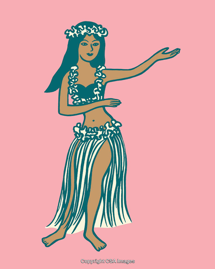 Line Art Illustration of Hula Dancer Showing Tropical Cultural Heritage