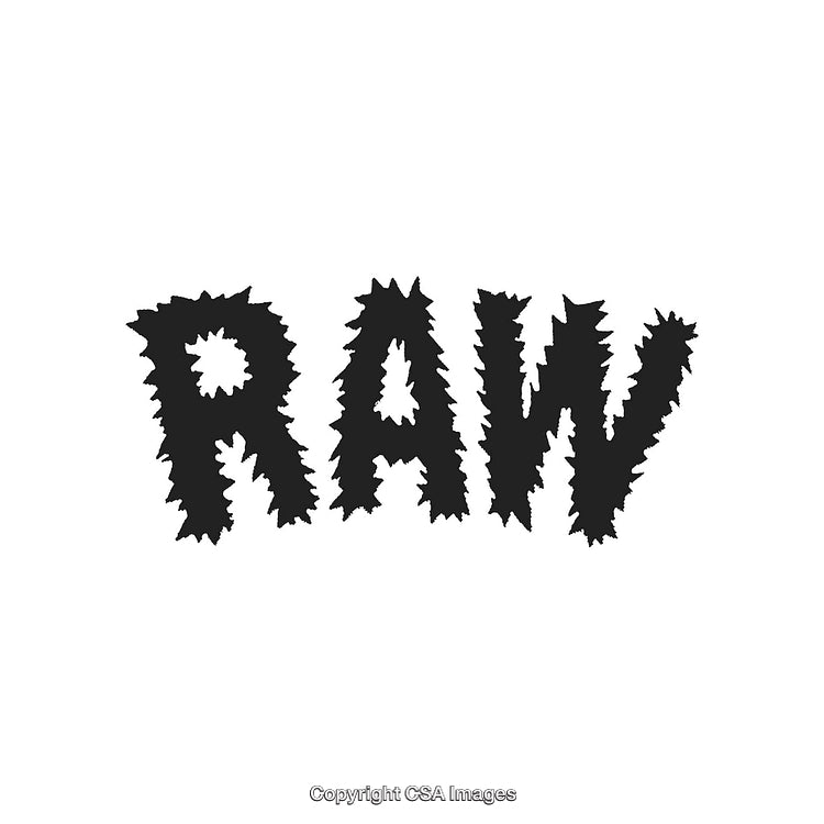 Bold Text Design Depicting the Word 'Raw' With Unique Spiky Edges