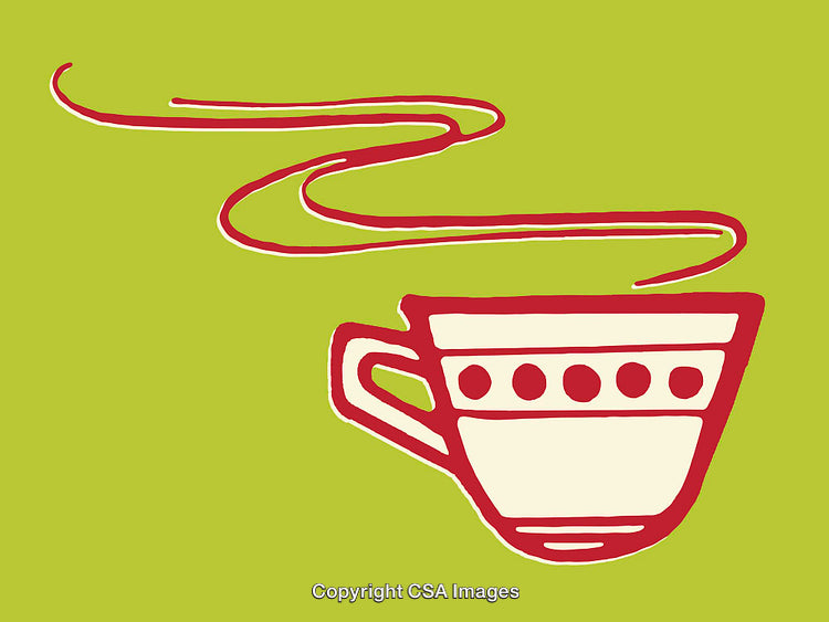 Warm Coffee Cup with Steam on Bright Green Background Illustration
