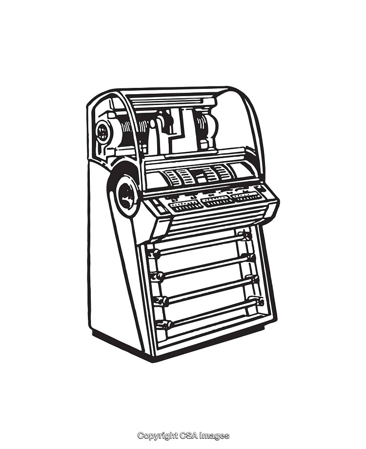Vintage Line Art Illustration of a Retro Standing Machine Device
