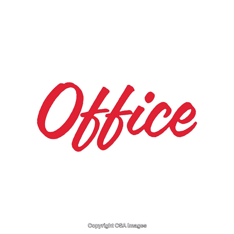 Red Script Word 'Office' on a White Background