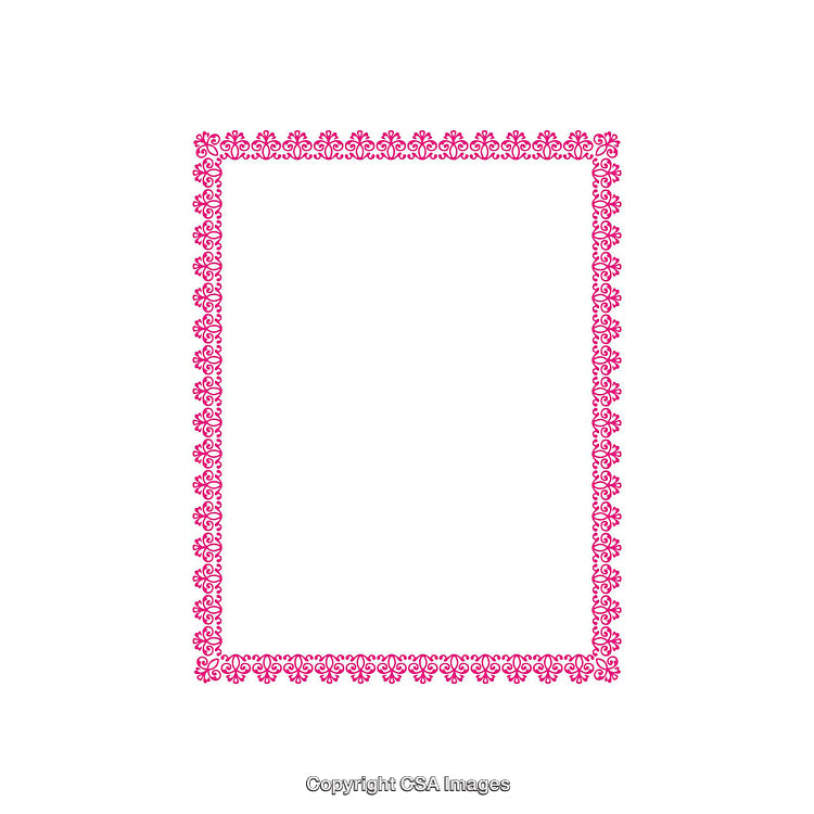 Pink Decorative Floral Border with Intricate Patterns on White Background