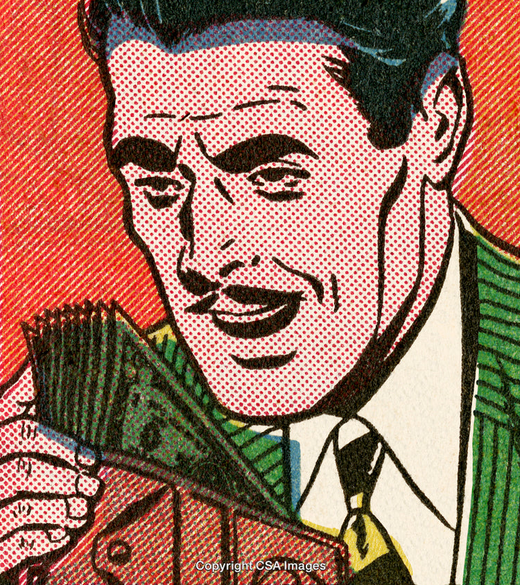 Retro Illustration of a Person Holding Money in Vintage Comic Style