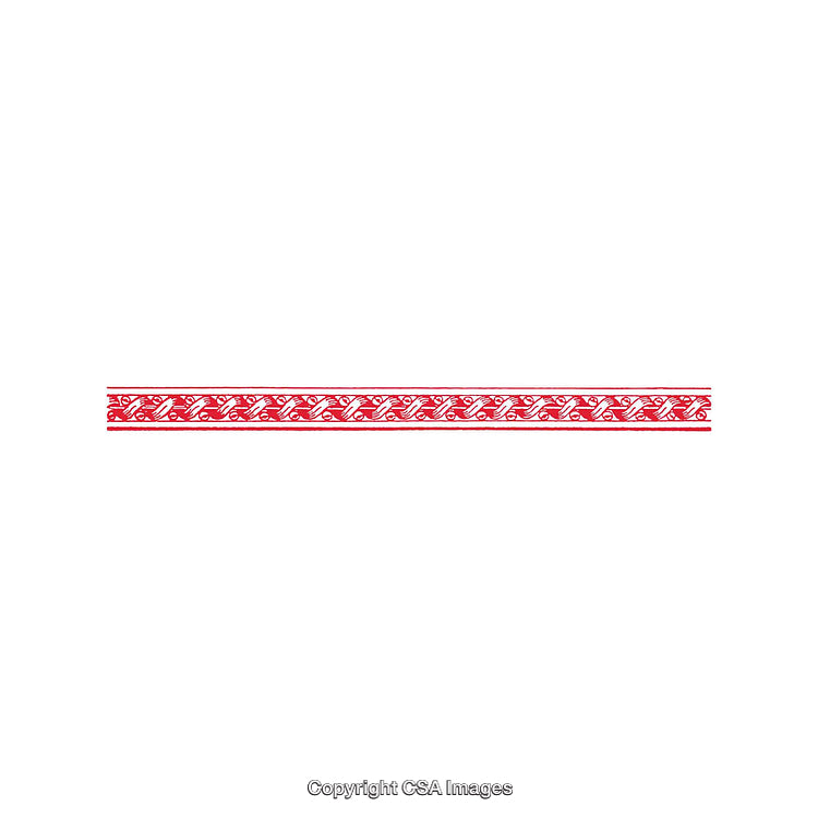 Red and White Decorative Border with Floral Pattern and Ornamental Design
