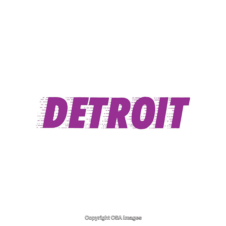 Detroit Text in Bold Purple Typeface with Speed Effect on White Background