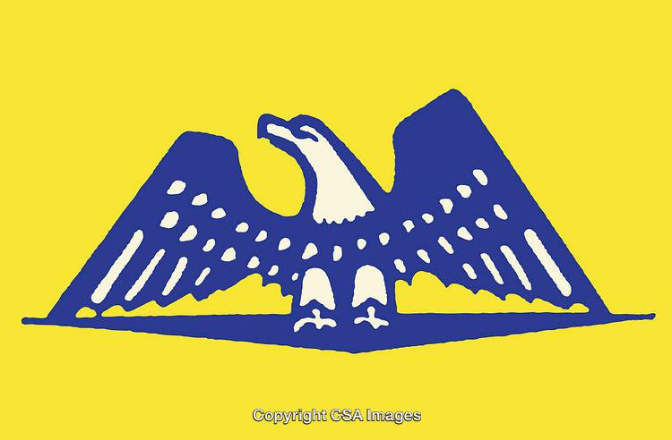 Blue Eagle Emblem on Yellow Background Evoking Strength and Symbolism
