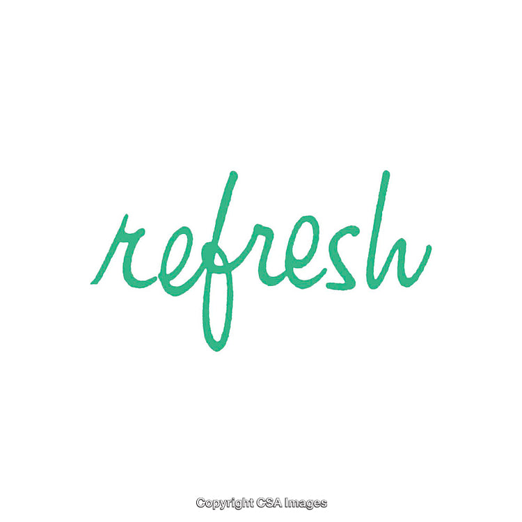 Green Handwritten Refresh Text on White Background for Inspirational Themes