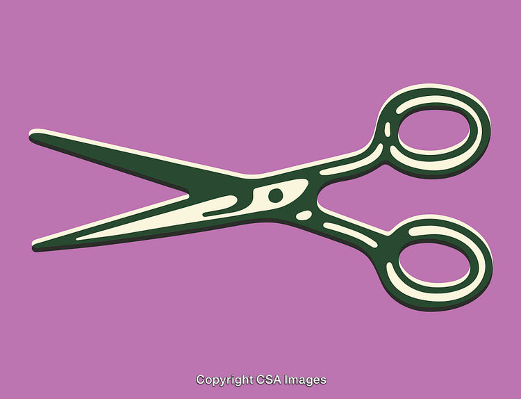 Vintage Line Art Illustration of Scissors in Bold Colors