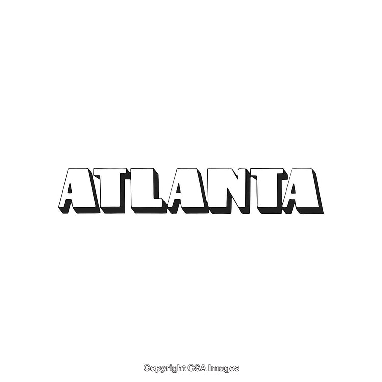 Stylized Atlanta Text Design in Bold Black and White Typography