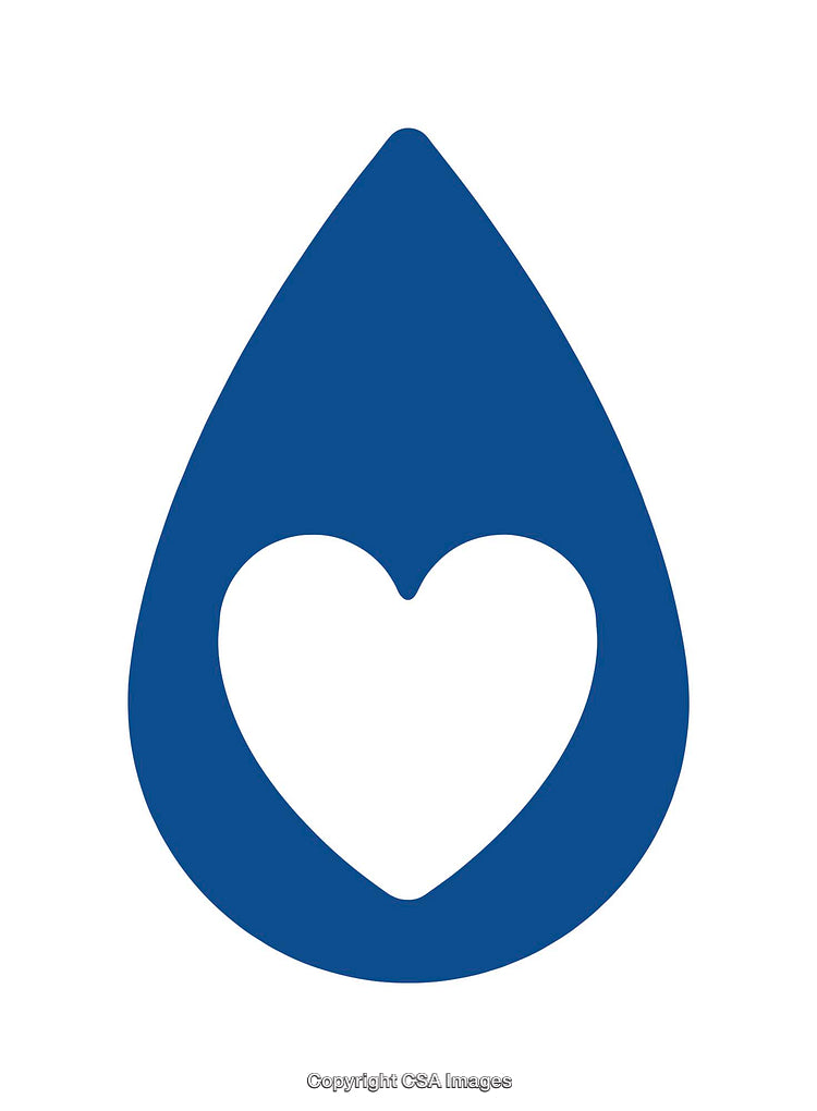 Blue Teardrop Shape Featuring a White Heart in the Center