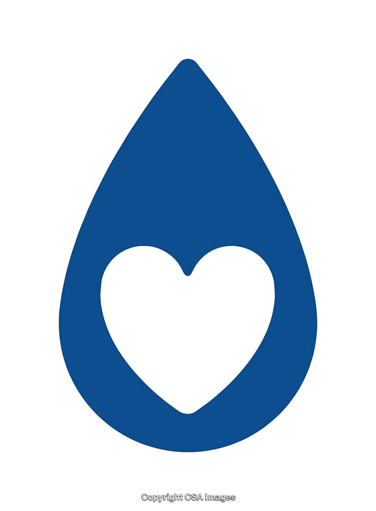 Blue Teardrop Shape Featuring a White Heart in the Center