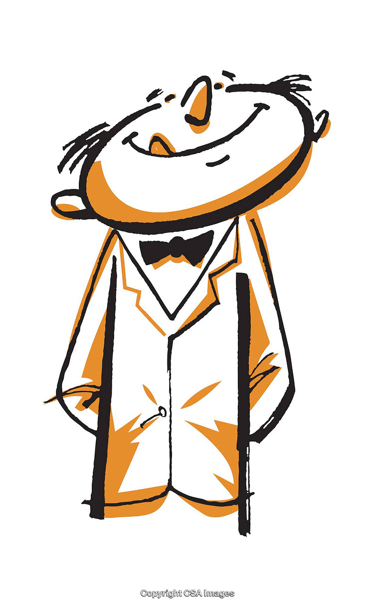 Cartoon Character Smiling Confidently in Orange and Black Illustration