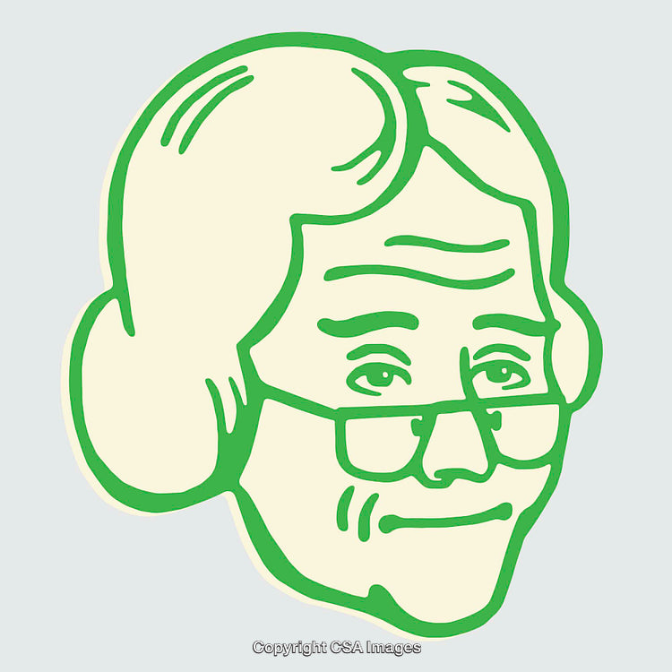 Green Line Art Illustration of a Smiling Face Wearing Glasses