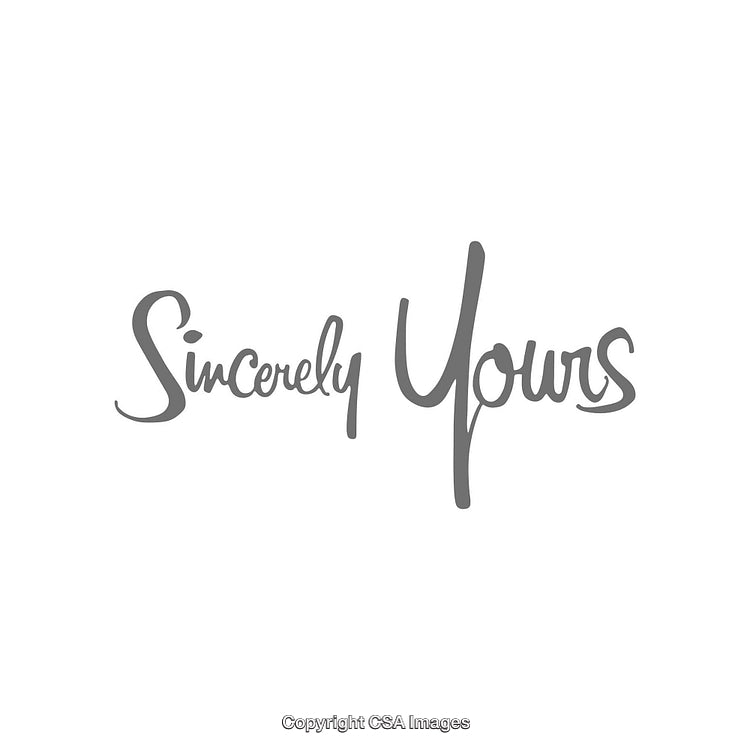 Elegant Handwritten Calligraphy Phrase Sincerely Yours on White Background