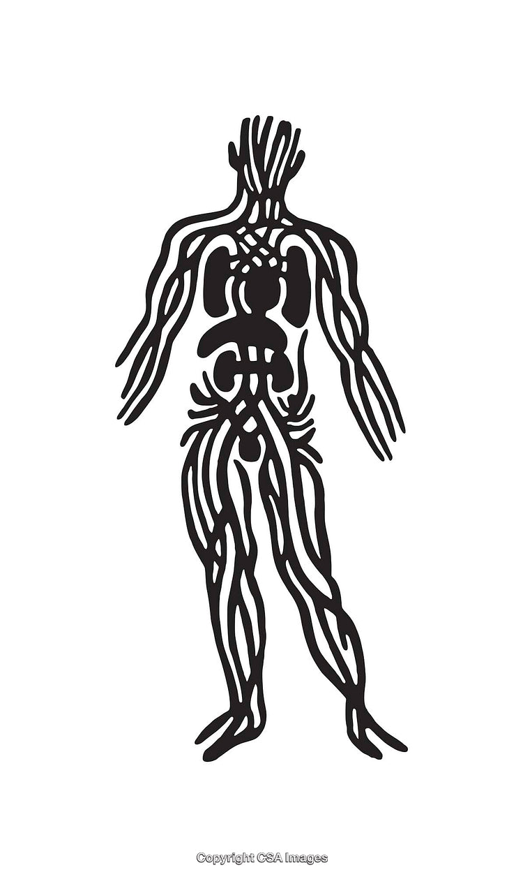Abstract Black and White Line Art of a Human Figure
