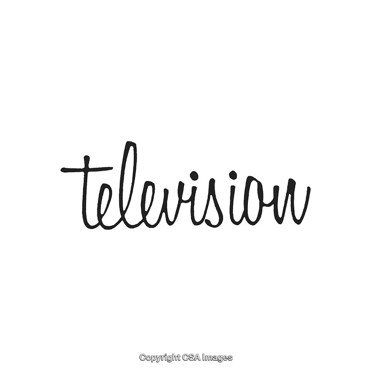Handwritten Script of the Word Television in Black on White