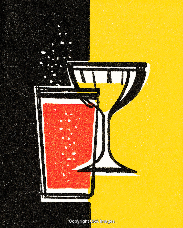 Stylish Illustration of Drink Glasses in Bold Colors