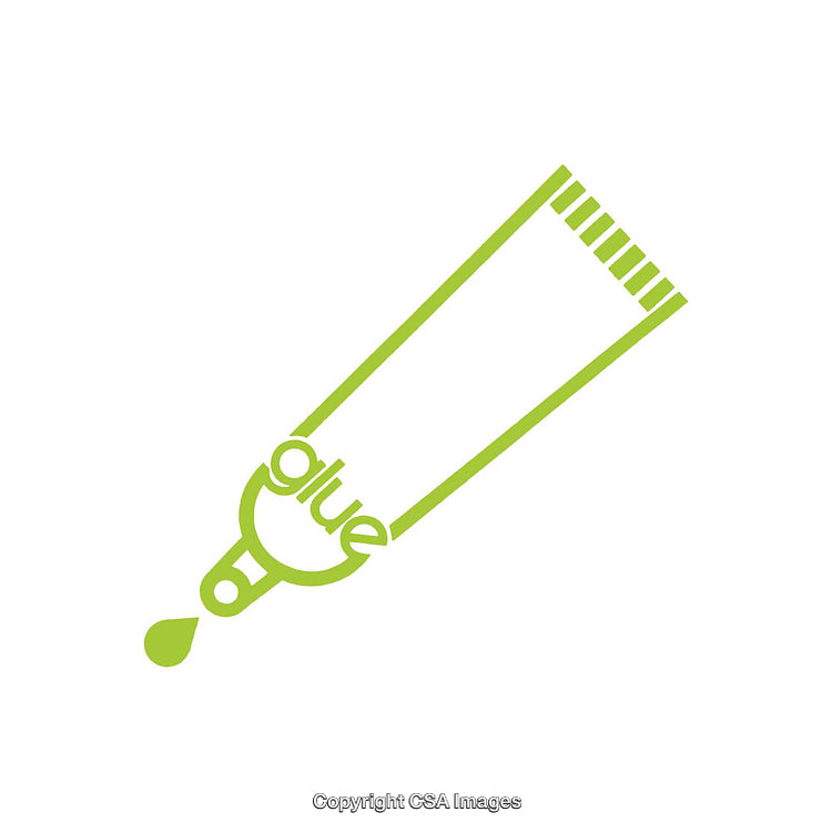 Minimalistic Green Glue Tube Illustration With Simplistic Design on White Background