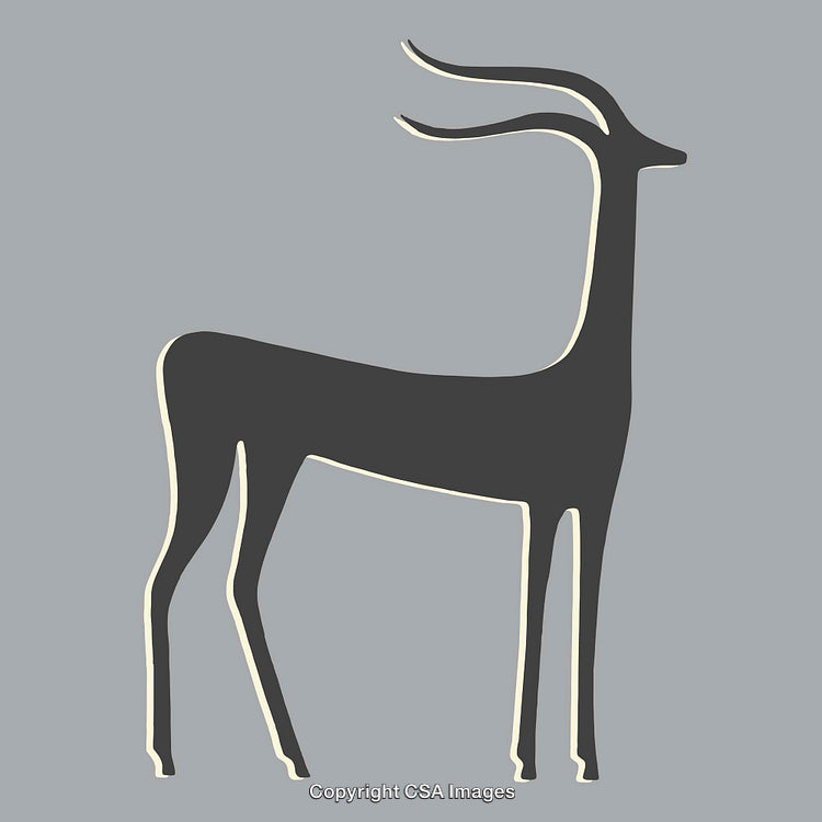 Stylized Antelope Illustration in Minimalist Color Line Art Design