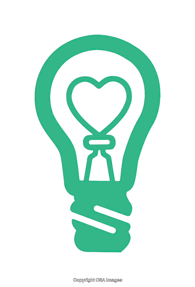 Green Light Bulb Design With a Heart Shape in the Center